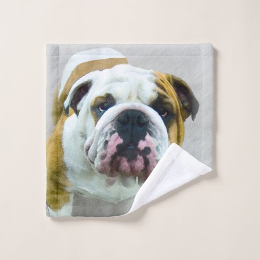 Bulldog Painting - Cute Original Dog Art Bad Handdoek (Wasdoekje)