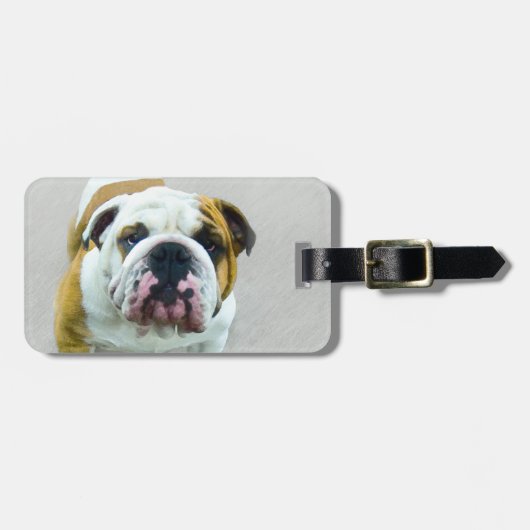 Bulldog Painting - Cute Original Dog Art Bagagelabel (Voorkant horizontaal)