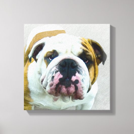 Bulldog Painting - Cute Original Dog Art Canvas Afdruk (Voorkant)