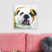 Bulldog Painting - Cute Original Dog Art Canvas Afdruk (Insitu (Woonkamer))