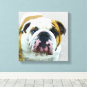 Bulldog Painting - Cute Original Dog Art Canvas Afdruk (Insitu (Houten vloer))