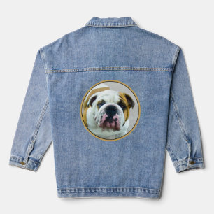 Bulldog Painting - Cute Original Dog Art Denim Jacket