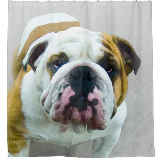 Bulldog Painting - Cute Original Dog Art Douchegordijn (Voorkant)