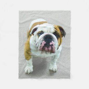 Bulldog Painting - Cute Original Dog Art Fleece Deken