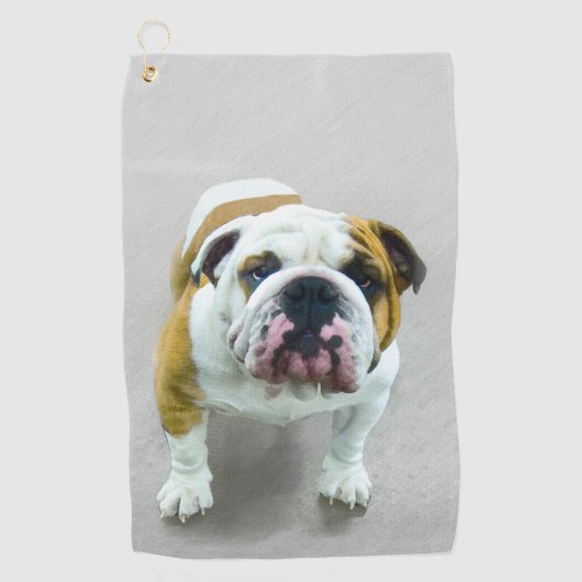 Bulldog Painting - Cute Original Dog Art Golfhanddoek (Voorkant)