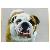 Bulldog Painting - Cute Original Dog Art Groot Cadeauzakje (Achterkant)