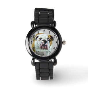 Bulldog Painting - Cute Original Dog Art Horloge