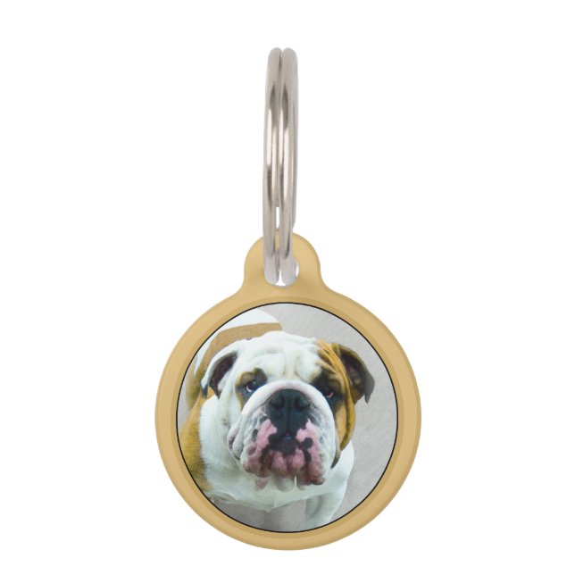Bulldog Painting - Cute Original Dog Art Huisdierpenning (Voorkant)
