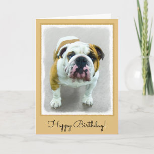 Bulldog Painting - Cute Original Dog Art Kaart