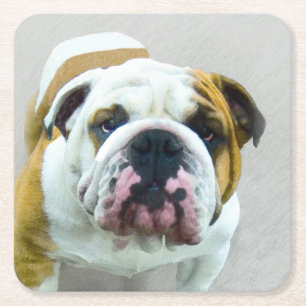 Bulldog Painting - Cute Original Dog Art Kartonnen Onderzetters