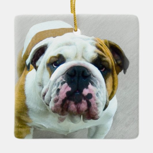 Bulldog Painting - Cute Original Dog Art Keramisch Ornament (Voorkant)