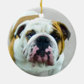 Bulldog Painting - Cute Original Dog Art Keramisch Ornament (Achterkant)