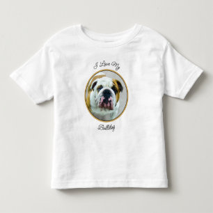 Bulldog Painting - Cute Original Dog Art Kinder Shirts