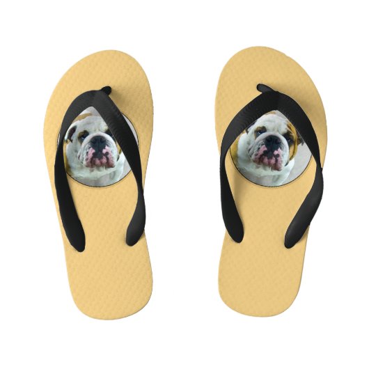 Bulldog Painting - Cute Original Dog Art Kinder Teenslippers (Voetbed)