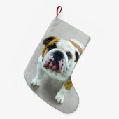 Bulldog Painting - Cute Original Dog Art Kleine Kerstsok (Voorkant (Hangend))