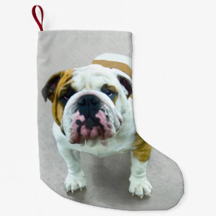 Bulldog Painting - Cute Original Dog Art Kleine Kerstsok