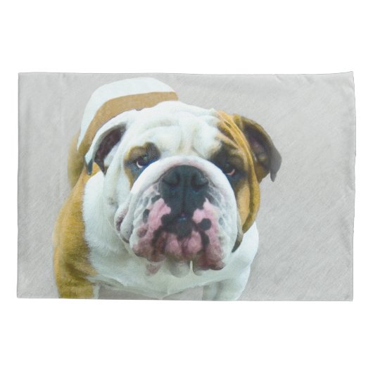 Bulldog Painting - Cute Original Dog Art Kussensloop (Achterkant)
