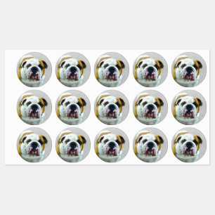 Bulldog Painting - Cute Original Dog Art Labels