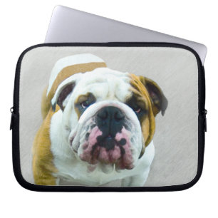Bulldog Painting - Cute Original Dog Art Laptop Sleeve