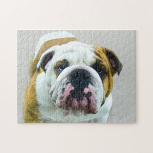 Bulldog Painting - Cute Original Dog Art Legpuzzel