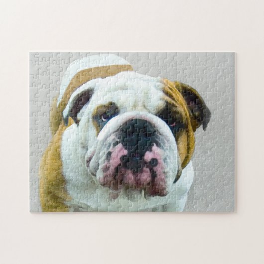 Bulldog Painting - Cute Original Dog Art Legpuzzel (Horizontaal)