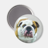 Bulldog Painting - Cute Original Dog Art Magneet (Voorkant / Achterkant)