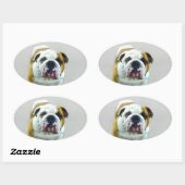 Bulldog Painting - Cute Original Dog Art Ovale Sticker (Vel)