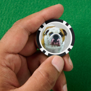 Bulldog Painting - Cute Original Dog Art Poker Chips