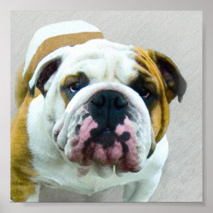 Bulldog Painting - Cute Original Dog Art Poster