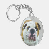 Bulldog Painting - Cute Original Dog Art Sleutelhanger (Voorkant Links)