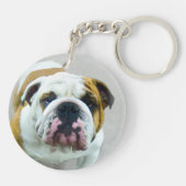 Bulldog Painting - Cute Original Dog Art Sleutelhanger (Achterkant)