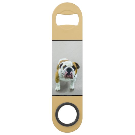 Bulldog Painting - Cute Original Dog Art Speed Flessenopener (Achterkant)