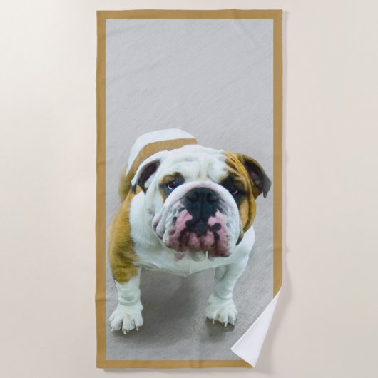 Bulldog Painting - Cute Original Dog Art Strandlaken (Voorkant)