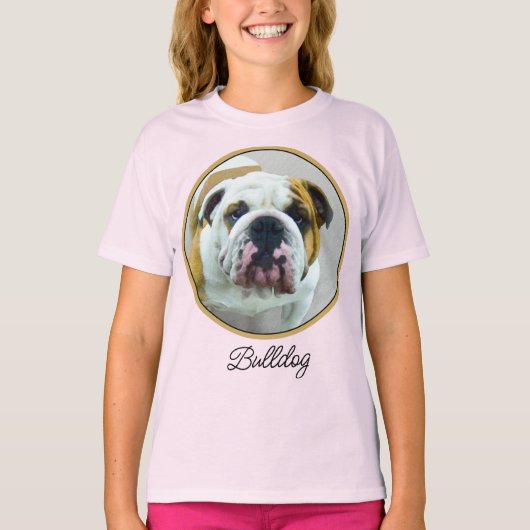 Bulldog Painting - Cute Original Dog Art T-Shirt (Voorkant)