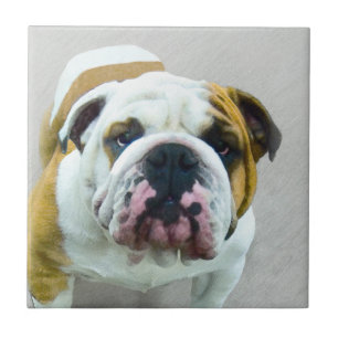 Bulldog Painting - Cute Original Dog Art Tegeltje