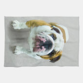 Bulldog Painting - Cute Original Dog Art Theedoek (Horizontaal)
