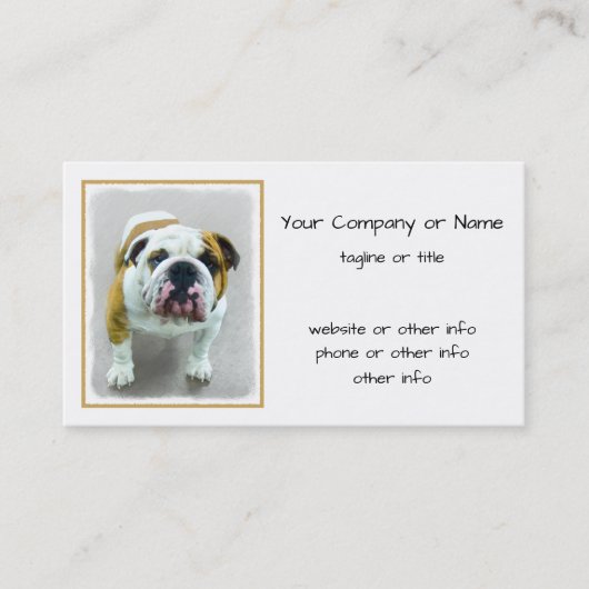 Bulldog Painting - Cute Original Dog Art Visitekaartje (Voorkant)