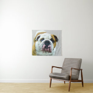 Bulldog Painting - Cute Original Dog Art Wandkleed