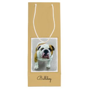 Bulldog Painting - Cute Original Dog Art Wijn Cadeautas