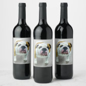 Bulldog Painting - Cute Original Dog Art Wijn Etiket (Flessen)