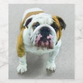Bulldog Painting - Cute Original Dog Art Wijn Etiket (Enkel label)