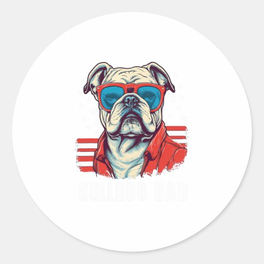Bulldog Pap Ronde Sticker (Voorkant)