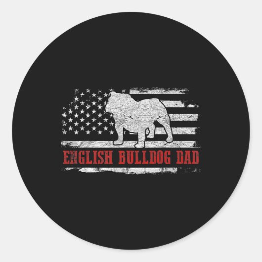 Bulldog Pap Verdrietig Amerikaanse vlag Patriottis Ronde Sticker (Voorkant)