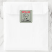 Bulldog ~ Pas op voor hond Vierkante Sticker (Tas)