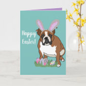  Bulldog Pasen Kaart (Gele Bloem)