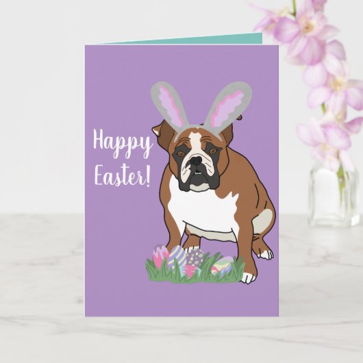 Bulldog Pasen Kaart (Orchidee)