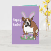  Bulldog Pasen Kaart (Gele Bloem)
