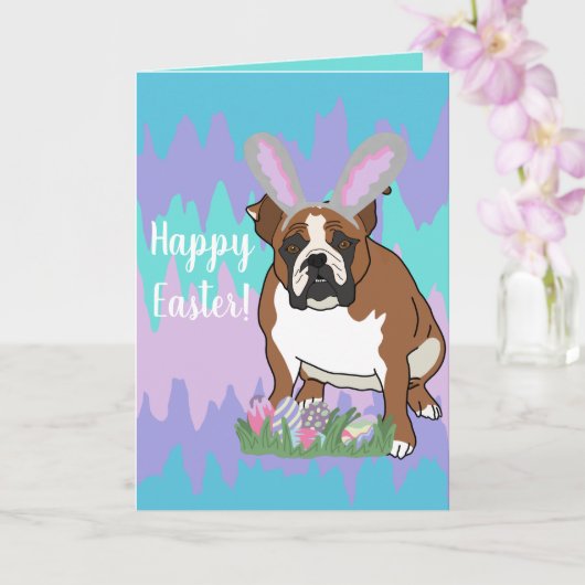 Bulldog Pasen Kaart (Orchidee)