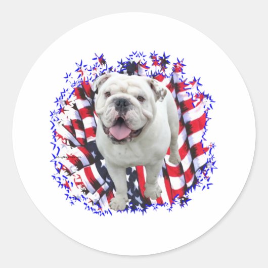Bulldog Patriot Ronde Sticker (Voorkant)
