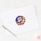 Bulldog Patriot US Flag Ronde Sticker (Envelop)